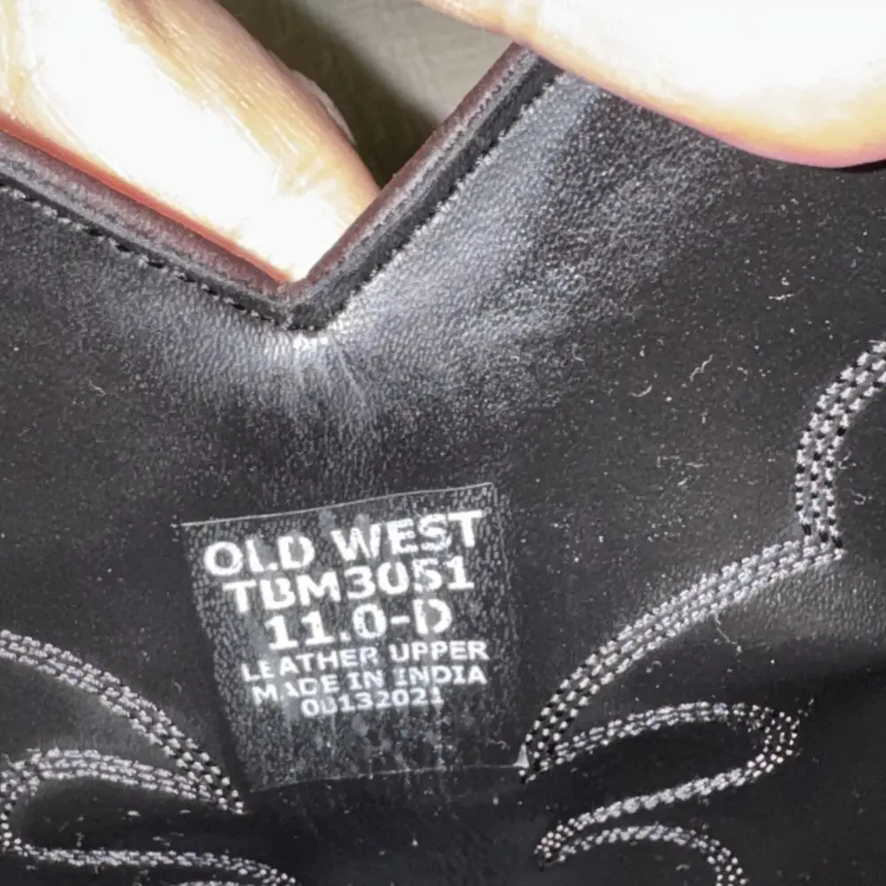 Old West Boots Mens Size 11D Brown Leather Western Pull On Cowboy TBM3051 EUC
